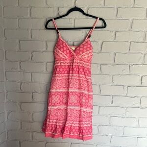 NWOT Lei Pink and White Sleeveless Mini Sundress size M